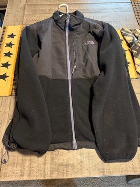 The North Face Black Jacket with Purple Zipper Accents